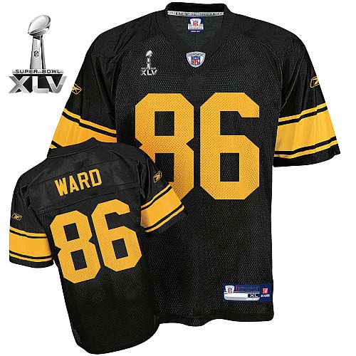 Men's Premier Hines Ward Super Bowl XLV Reebok Jersey Black/Yellow No. Alternate - #86 Throwback NFL Pittsburgh Steelers